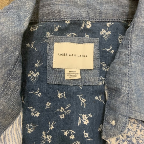 American Eagle Outfitters Floral Denim patchwork button up shirt - Picture 4 of 4